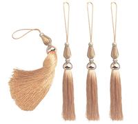 Kuasting Lot de 4 pompons dorés faits à la main doux et soyeux pour loisirs créatifs, décoration de cadeaux, marque-pages, rideaux