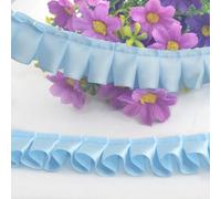 Kuasting Ruban de dentelle élastique en satin pour loisirs créatifs, robes, couvre-chefs, décoration et cadeau (9,1 m) - 2,5 cm de large (bleu)