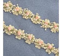 Kuasting Ruban de dentelle vintage avec perles et bords festonnés - 1,8 m de long - Fournitures de couture faites à la main pour la décoration de robe (petite dentelle perle)