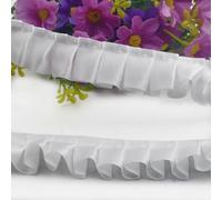 Kuasting Ruban en satin à volants de 9,1 m de large - 2,5 cm de large - Bordure élastique - Ruban en dentelle plissée pour bricolage, robe, couvre-chef, décoration et cadeau (blanc)