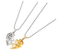 KUATBVL Bijoux filles 2pcs Collier de puzzle en forme de coeur ensemble Colliers d'amitié en acier inoxydable Collier de bijoux de mode