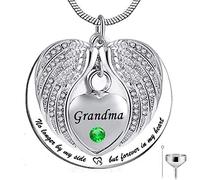 KUATBVL Pas plus à mes côtés, mais pour toujours dans mon cœur en acier inoxydable Memorial Cremation Urn Pendants Collier pour cendres - Grand-mère
