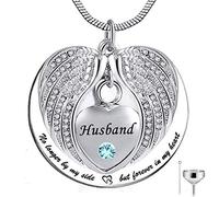 KUATBVL Pas plus à mes côtés, mais pour toujours dans mon cœur en acier inoxydable Memorial Crémation Urn Pendants Collier pour cendres - Mari