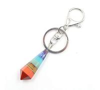 KUATBVL Pierre naturel 7 Chakra Pendant Dowsing Natural Pendule Colliers arc-en-ciel en couches Spiritue-E-3 sans chaîne