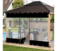 KUBAOS Rideaux de Bâche Imperméables Transparents Extérieurs avec Fermeture Éclair Bâche Panneau Latéral 0.5mm PVC Rideau Partition for Pergola Patio Porche (Color : Black, Size : 4x2.8m/13.1x9.1ft)