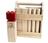 Kubb Jeu de jeu - Jeux Viking en bois dur avec caisse en bois d'hévéa - Jeux de plein air KUBB (règlement, roi rouge)