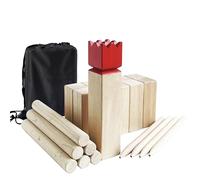 Kubb Jeu de lancer de jardin Viking avec sac de transport - Jeu de quilles en bois dur pour jardin et pelouse