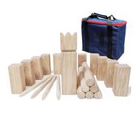 Kubb Jeu de lancer Viking en bois d'hévéa avec sac de transport