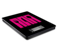 Kubb K045 Balance de Cuisine Electronique Plateau en Verre Noir/Fuchsia 22,4 x 15,6 x 1,4 cm