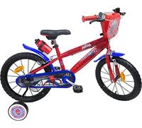 Kubbinga Spiderman, vélo 3 à 5 Ans avec stabilisateurs latéraux Mixte Enfant, Rouge et Bleu, 14 pollici