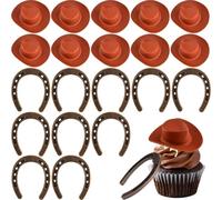 Kubdgfhil Chapeaux de Cow-Boy Mini en Plastique et Bricolages de Fer à Cheval Porte- pour des Souvenirs de Fête sur Le Thème de L'Ouest, Centres de Table.