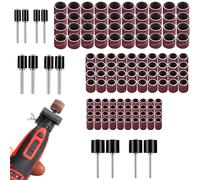 KUBDPQOR 132 Pièces Tambour de Ponçage, Comprenant 120 Pièces Bandes de Ponçage et 12 Pièces Tambour Mandrin pour Polissage, Lissage et Finition pour Dremel Outils Rotatifs