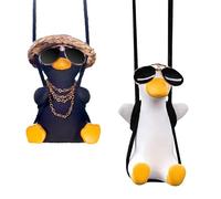 KUBDPQOR 2 Pcs Décoration Voiture Canard pour Voiture, Petit Accessoire de Rétroviseur en Forme de Canard, Swinging Duck Miroir de Voiture Rétroviseur Ornements, Decoration Voiture Interieur