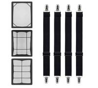 KUBDPQOR Attache Drap Housse, 4 Pièces Tendeur Drap Housse, Antidérapants, Tendeur Lit Drap Réglable, Tendeur Elastique, pour Drap Canapé, Housse Matelas, Pince Nappe, Jusqu'à 200cm Réglable(Noir)