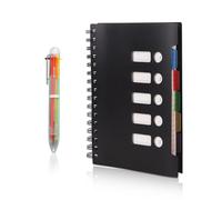 KUBDPQOR Cahier, Carnet Spirale avec Stylo Multicolore, Cahier A5 5.7'' x 8.27'' 300 Pages, Cahier avec Intercalaire(5 Onglets de Couleur), Parfait pour l'Organisation Scolaire et Professionnelle