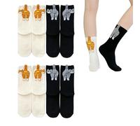 KUBDPQOR Lot de 4 paires de chaussettes chat pour femme - Chaussettes mignonnes avec motifs de chats et pompons - Plus douces pour le quotidien et les loisirs