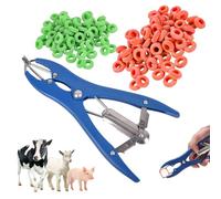 KUBDPQOR Pince de castration, Pince Pour Castration Bouc, Pince à castration élastique en acier inoxydable Avec 100 Anneaux en Caoutchouc Pour Porcs, Bovins, Moutons, Vaches