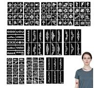 KUBDPQOR pochoirs Tatouage 142 pièces Petits Moyens Grands formats, 16 Feuilles de Pochoirs de Tatouage Noir DIY fête Corps Pochoirs de Tatouage pour De Vrais Tatouages