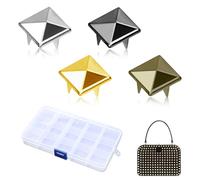 KUBDPQOR Rivets en Cuir, 200 Métal Rivets Carrés, Rivet Punk Mode, Rivet Pyramidaux à Quatre Griffes, Rivets Carrés pour Couture, Idéal pour Chaussures et Vêtements, Clous Décoratifs pour Vêtements