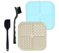 KUBDPQOR Tapis de Léchage Chien, 2 Pièces 8.3'' Tapis Chien pour Ralentir La Vitesse d’Alimentation des Chiens, avec Spatule en Silicone, Brosse, Ventouses Extra Fortes, Chien Accessoires