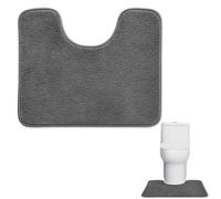 KUBDPQOR Tapis de Salle de Bain antidérapant 1 pièce, U-Shape en Microfibre épaisse et Douce, Haute Absorption d’Eau, séchage Rapide, 50x60 cm Gris, idéal Sortie de Douche et Contour WC
