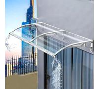 kubeier Auvent de Porte et Fenêtres, Marquise de Porte Extérieure, Auvent Transparent de Porte d'entrée Porte Toit Marquise Abri Protection en Polycarbonate, Support Gris argenté,60×110cm/24×43"