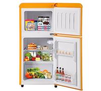 kubeier Mini frigo réfrigérateur Professionnel avec Congélateur de 22 litres, Mini frigo Réfrigérateur Congélateur, avec Un Volume Total de 60 litres, éclairage LED, Classe énergétique F,Yellow