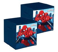 Kuber Industries Lot de 2 boîtes de rangement pliables, organiseurs de rangement de jouets d'enfants, paniers d'armoire pour vêtements, motif Marvel Spiderman, bleu marine