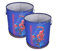 Kuber Industries Marvel Spiderman Lot de 2 paniers à linge ronds non tissés avec poignée - Panier à linge pliable avec poignée - Panier de rangement pour jouets - 45 litres - Bleu marine