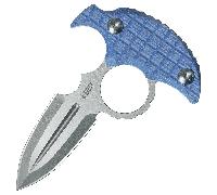 KUBEY Cavy Lame Stonewashed 14C28N Micarta Bleue Gaine Kydex avec Attache Tek-Lok KU403D