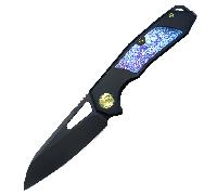 KUBEY Vagrant Black DLC Lame S35VN Titane Noir/ Incrustations Timascus Framelock KB284I