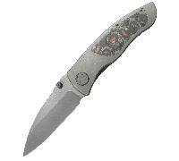 KUBEY Vertigo Lame S35VN Stonewashed Titane Darkblast/CF Inlays Framelock KB258A