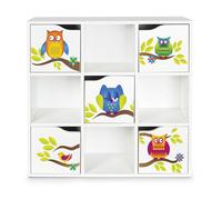 Kubico Max - Hiboux- 29 x 89 x 89,5 cm Bibliothèque Colorée pour Enfants Élégant et Fonctionnel