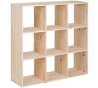 KUBIK Étagère cube en bois de pin massif | 3 x 3 | Pin | 9 compartiments | 104,9 x 104,8 x 30 cm | Séparateur de pièce | Étagère sur pied | Étagère de séparation | Étagère de séparation | Étagère en