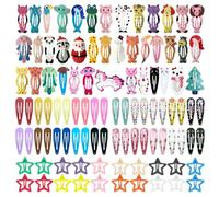 KUBOM Lot de 100 pinces à cheveux pour petites filles, jolies pinces à cheveux colorées et barrettes en forme d'animaux pour petites filles, enfants et femmes
