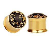 KUBOOZ (1 Paire) Bouchons d'Oreilles en Or Doré Simple Boucles Tunnels Jauges Piercings Stretcher1/2"