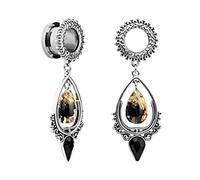 KUBOOZ 1 paire de larmes Vintage en acier inoxydable pendentif tunnel bouchons d'oreilles jauges brancard piercing 6mm à 25mm