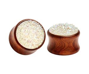 KUBOOZ (1 Paire Red-pierre Surface Bouchons D'oreille En Bois Tunnels Jauges Piercings Stretcher