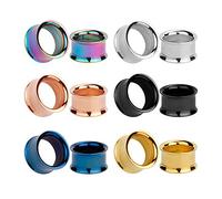 KUBOOZ 12 pcs Ensemble Coloré En Acier Inoxydable Vis MIX Bouchons D'oreille Tunnels Jauges Civière Piercings, Acier inoxydable,Acier allié