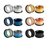 KUBOOZ 12 pcs Set Coloré En Acier Inoxydable O-ring Bouchons D'oreille Tunnels Jauges Civière Piercings1inch