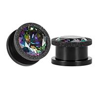 KUBOOZ Écarteur d'oreille en Acier Inoxydable avec Zircon coloré 6mm-16mm.
