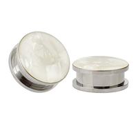 KUBOOZ Piercing d'oreille en acier inoxydable avec coquillage blanc opale., coquillage, Opale