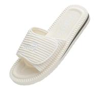 Kubota Claquettes à scratch Femme & Homme - Sandales été - Claquettes avec fermeture auto-agrippante - Chaussures pour piscine et plage - Chaussons - Écru 39