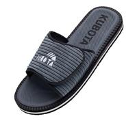 Kubota Claquettes à scratch Femme & Homme - Sandales été - Claquettes avec fermeture auto-agrippante - Chaussures pour piscine et plage - Chaussons - Gris 46