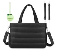 KUBYA Grand sac à langer pour bébé, sac fourre-tout à bandoulière, sac d'hôpital, sac de voyage pour maman, avec étui pour tétine en silicone, noir, Large, Tendance
