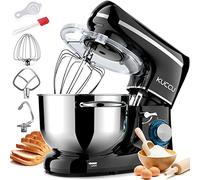 KUCCU Robot Pâtissier, 1500W Robot Patissier, 7L double poignées Robot Pétrin Professionne, 6 Vitesses + P avec Crochet, Batteur, Fouet, Protection contre les éclaboussures, Spatule, Séparateur - Noir