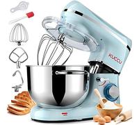 KUCCU Robot Pâtissier, 1500W Robot Patissier, 7L double poignées Robot Pétrin Professionne, 6 Vitesses + P avec Crochet, Batteur, Fouet, Protection contre les éclaboussures, Spatule, Séparateur - Blu