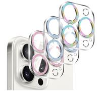 Kucheed 3 Pièces Protecteur D'objectif D'appareil Photo Brillant pour iPhone 12 Pro Max, Coque en Acrylique Transparent Monobloc Colorée Paillettes Décoration pour Appareil Photo Arrière