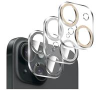 Kucheed 3 Pièces Protecteur D'objectif D'appareil Photo Brillant pour iPhone 15/iPhone 15 Plus, Coque en Acrylique Transparent Monobloc Colorée Paillettes Décoration pour Appareil Photo Arrière