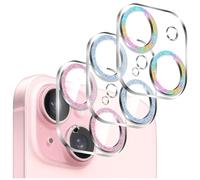 Kucheed 3 Pièces Protecteur D'objectif D'appareil Photo Brillant pour iPhone 16/iPhone 16 Plus, Coque en Acrylique Transparent Monobloc Colorée Paillettes Décoration pour Appareil Photo Arrière
